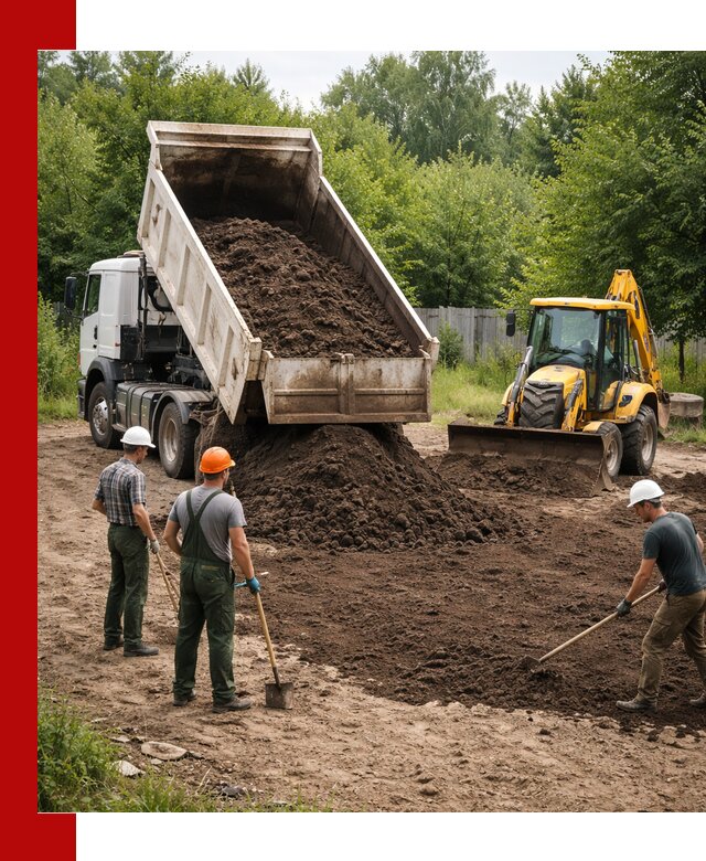 Доставка и укладка грунта для выравнивания участка в Владивостоке