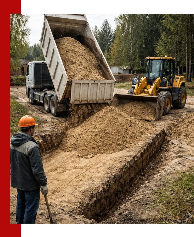 Доставка песчаного грунта в Владивостоке для строительных работ