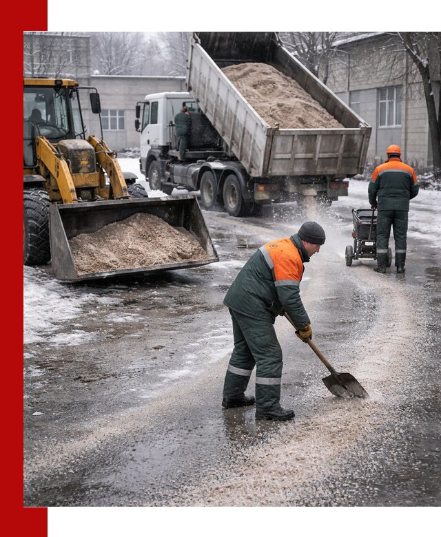Реагент против гололеда с доставкой и нанесением в Владивостоке
