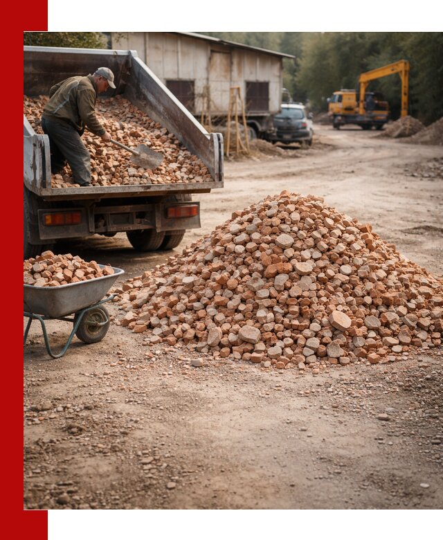 Доставка и подушка из боя кирпича с разгрузкой в Владивостоке