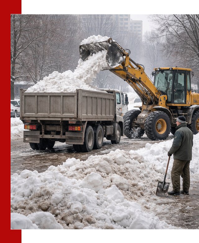 Вывоз снега грузовой техникой в Владивостоке оперативно и чисто