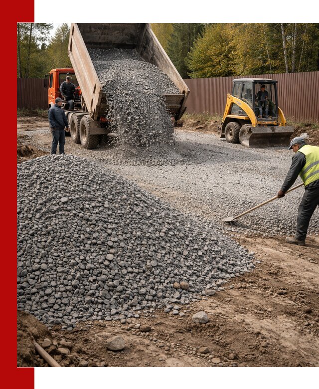 Отсыпка участка щебнем с доставкой и уплотнением в Владивостоке